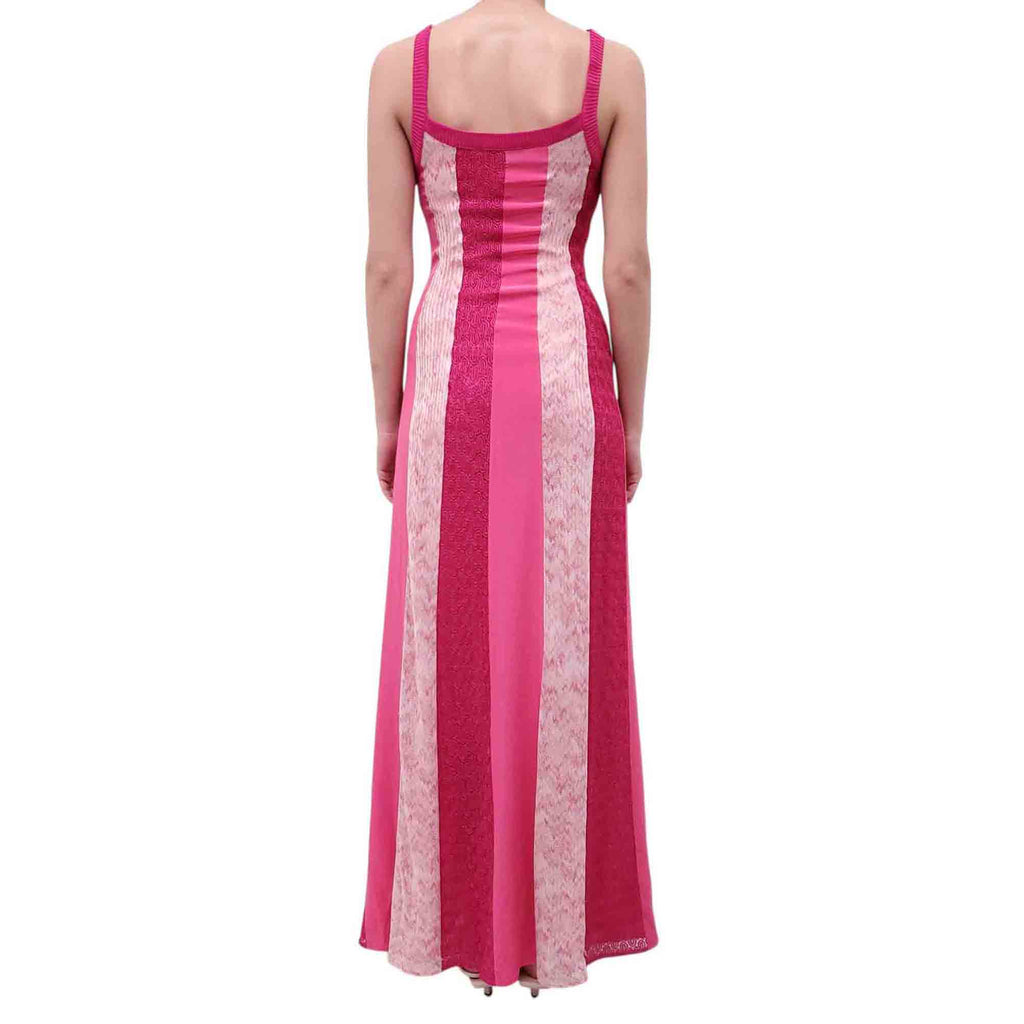 MISSONI PINK STRIPED DRESS WITH BUTTON DETAIL - SIZE 38