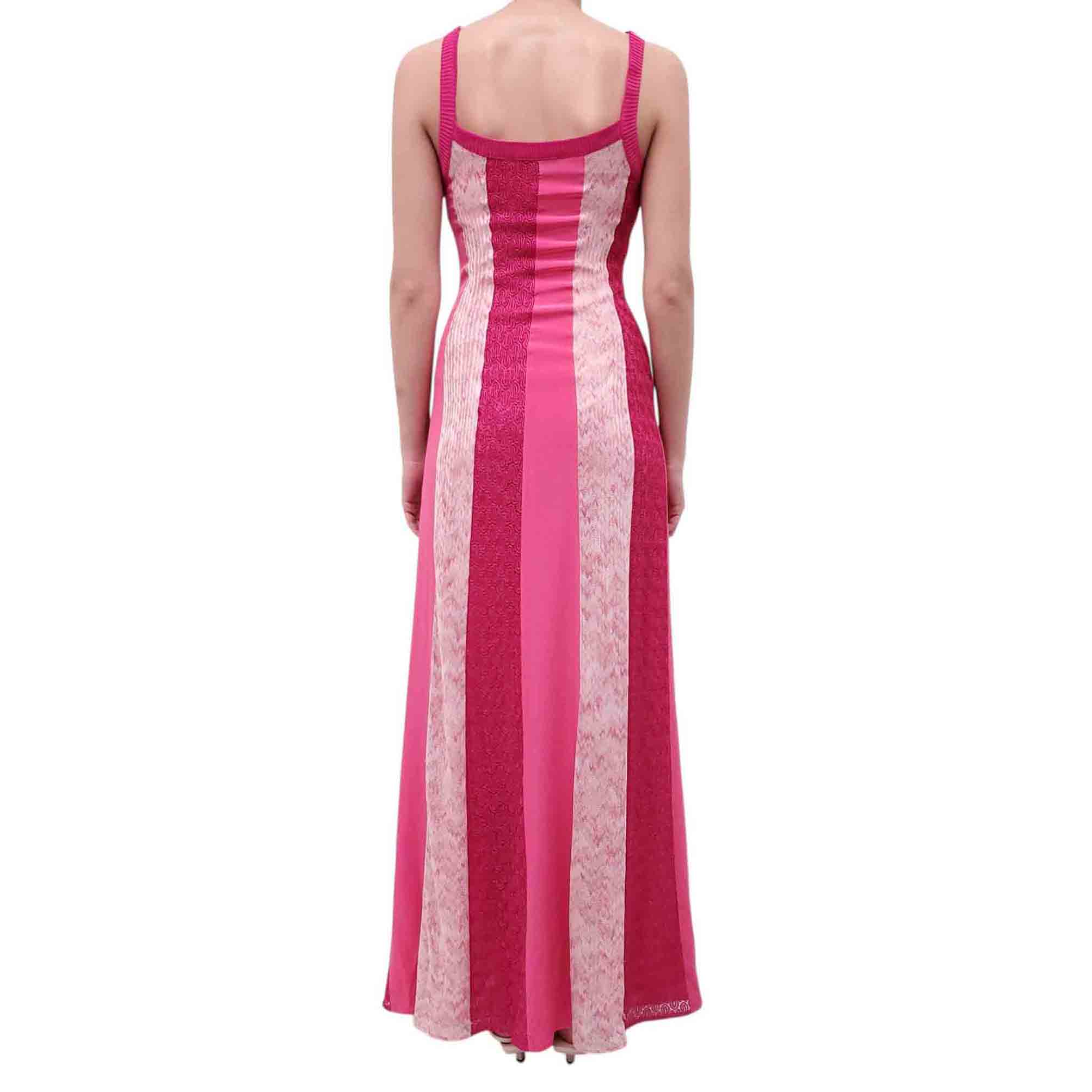 MISSONI PINK STRIPED DRESS WITH BUTTON DETAIL - SIZE 38