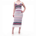 MISSONI WHITE, PINK AND BLUE CHEVRON MIDI DRESS - SIZE 38