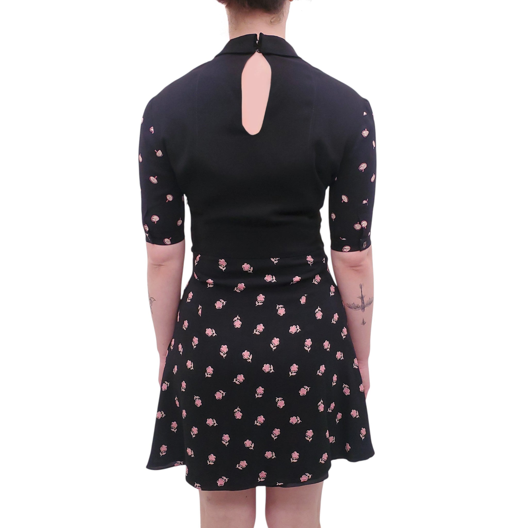 MIU MIU BLACK PEAR PRINT DRESS - SIZE 38