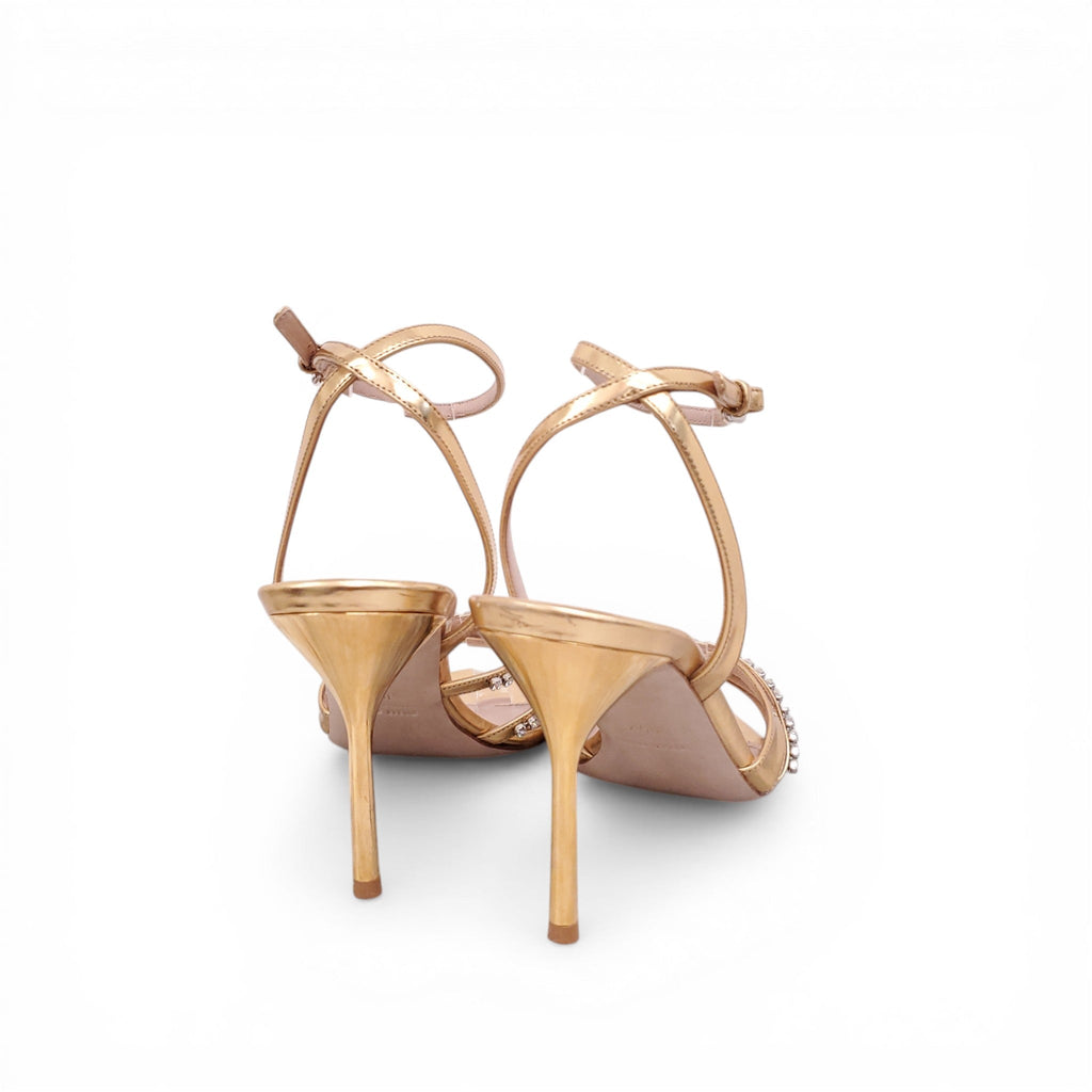 MIU MIU GOLD CRYSTAL STRAP HEELS - SIZE 39.5