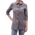 MIU MIU GREY KNIT WOOL JACKET WITH LOGO - SIZE 36