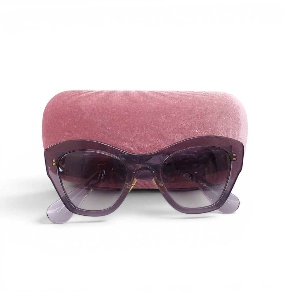 MIU MIU GREY LUCITE LOGO SUNGLASSES