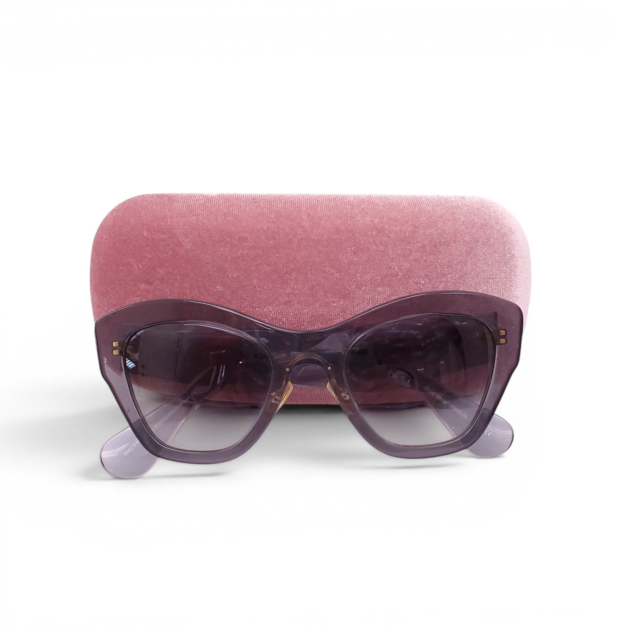 MIU MIU GREY LUCITE LOGO SUNGLASSES