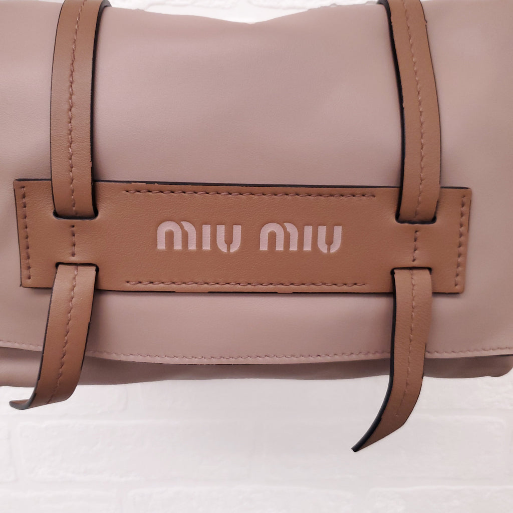 MIU MIU LOGO LEATHER CROSSBODY SATCHEL