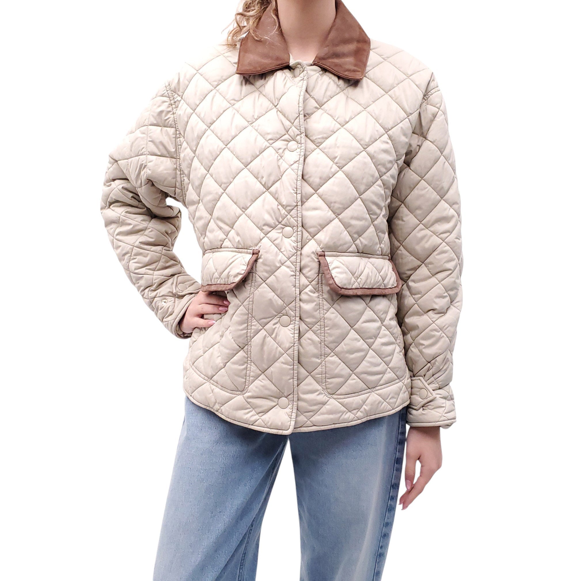 MIU MIU QUILTED BARN JACKET WITH LOGO - SIZE 36