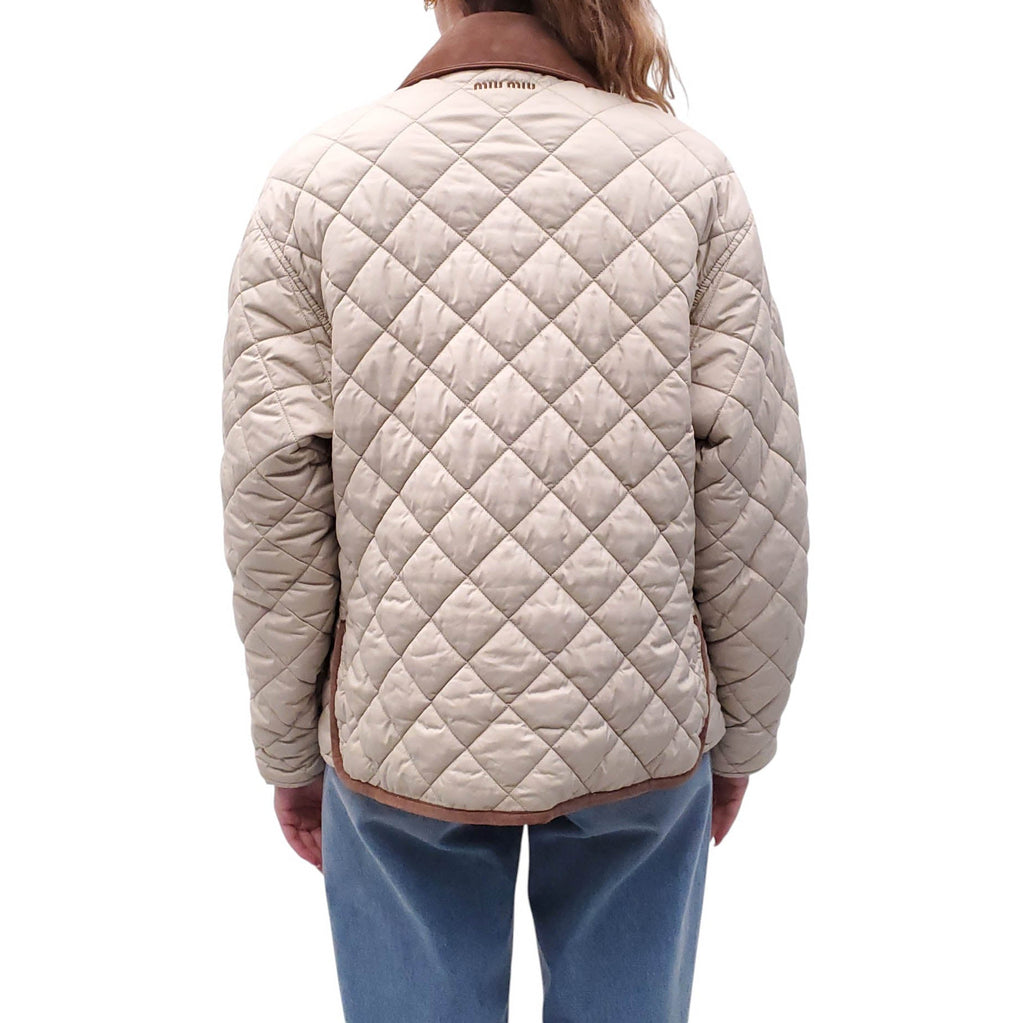MIU MIU QUILTED BARN JACKET WITH LOGO - SIZE 36