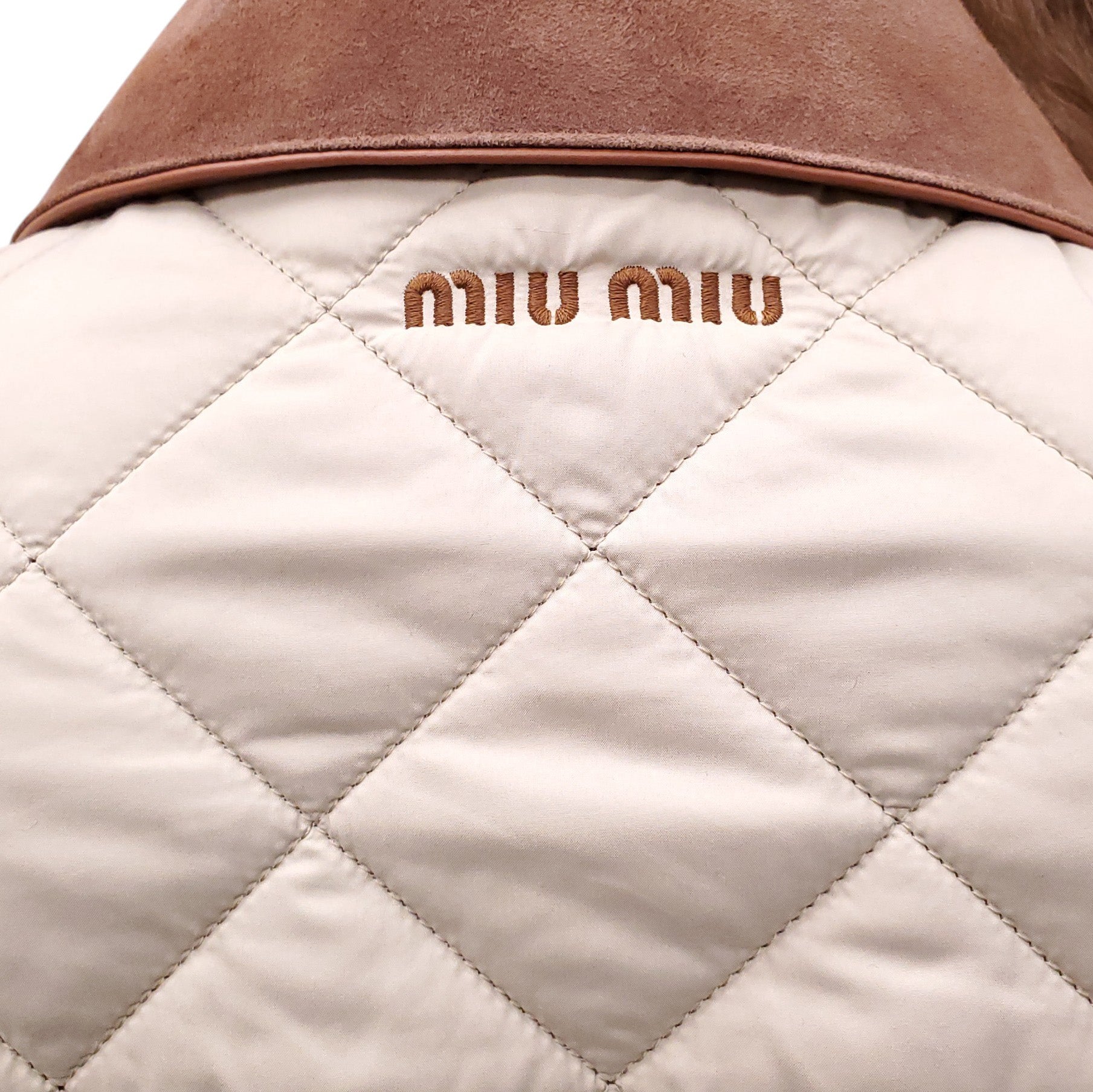 MIU MIU QUILTED BARN JACKET WITH LOGO - SIZE 36