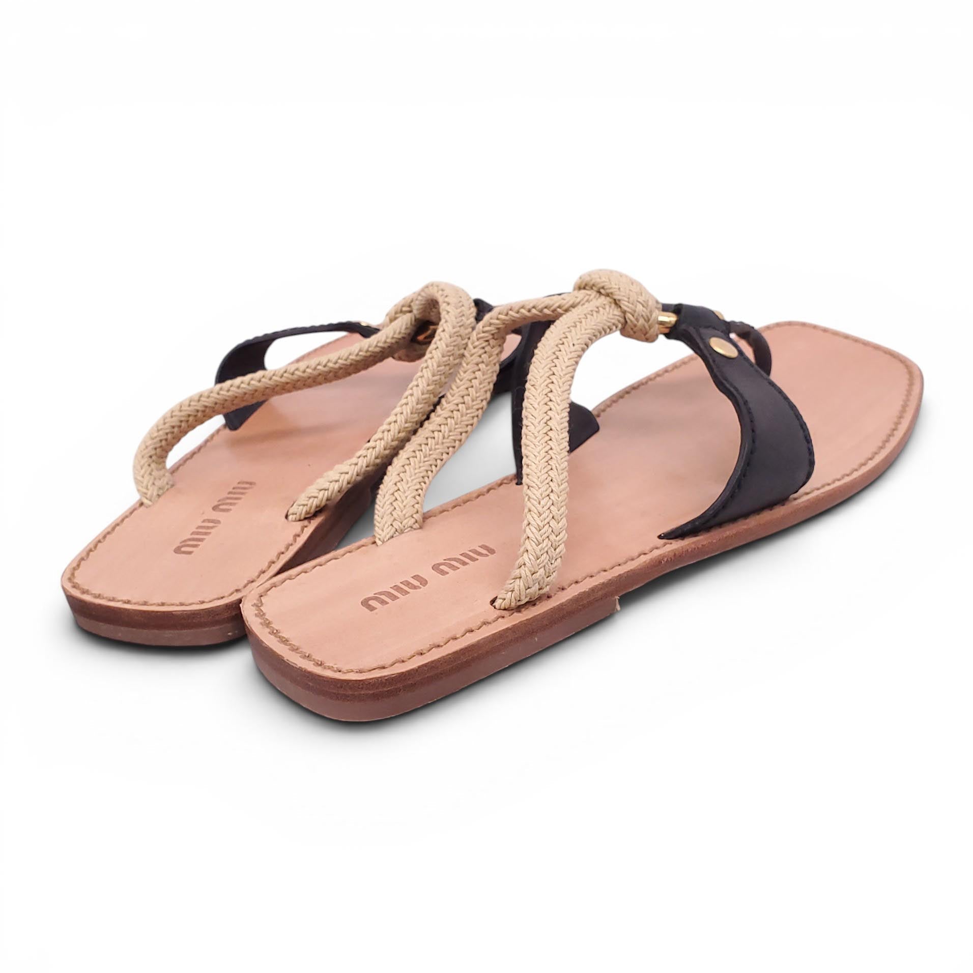 MIU MIU WRAP SANDALS WITH ROPE DETAIL - SIZE 40
