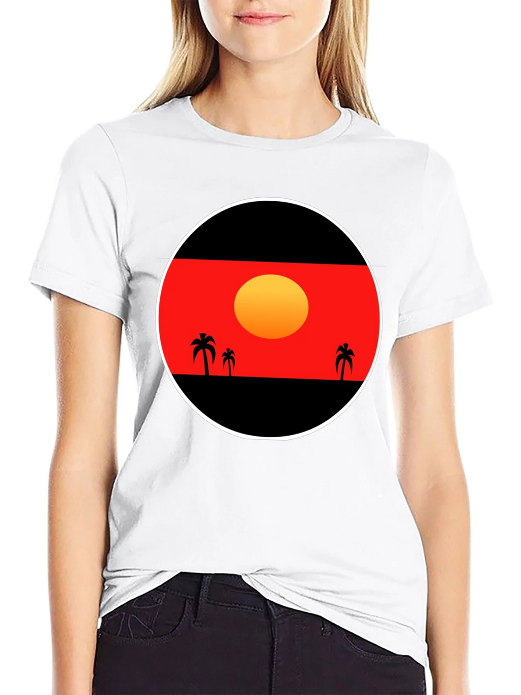 Sunset Palm Tee - Graphic Black T-Shirt