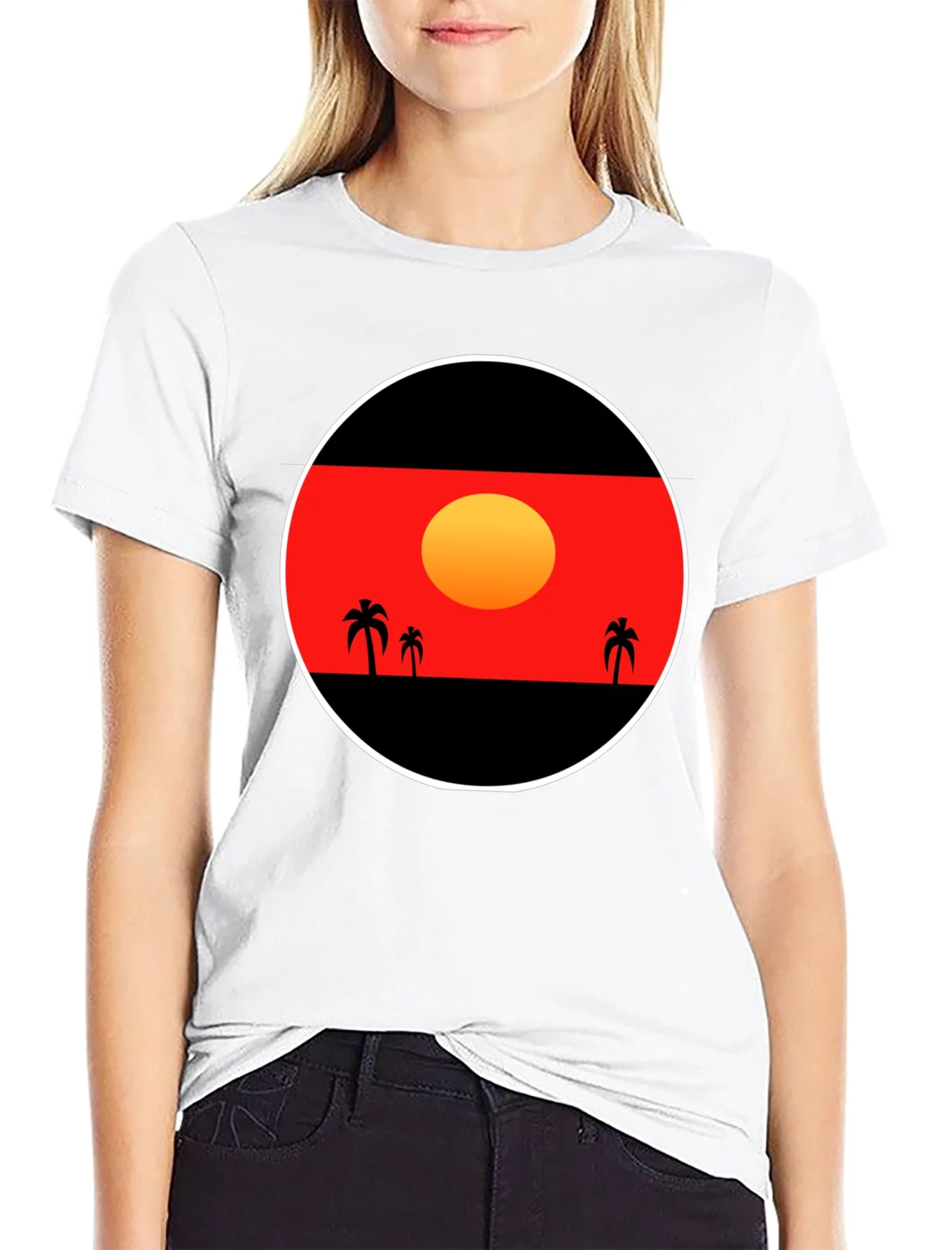Sunset Palm Tee - Graphic Black T-Shirt