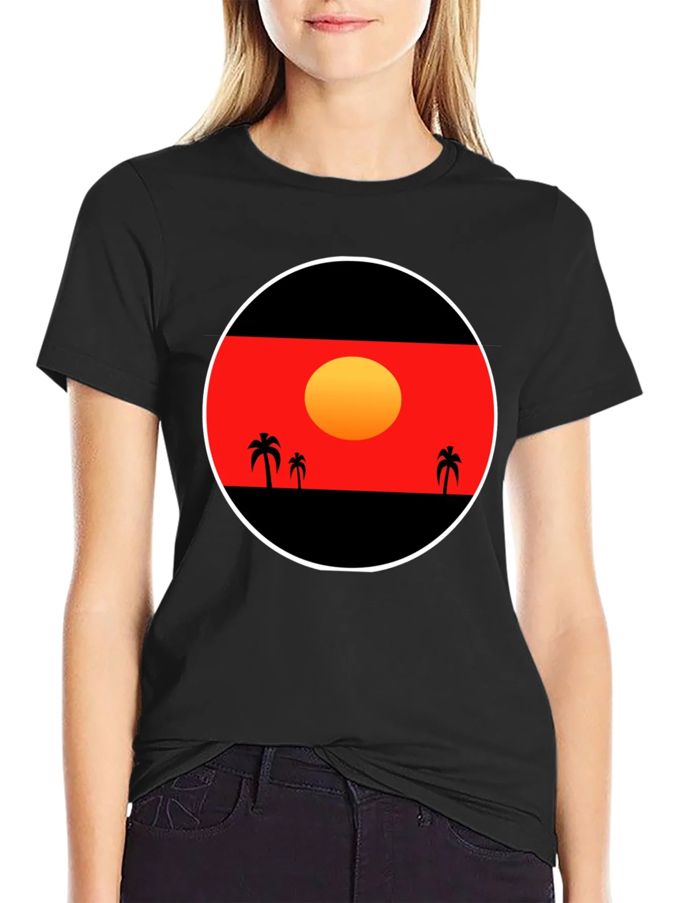Sunset Palm Tee - Graphic Black T-Shirt