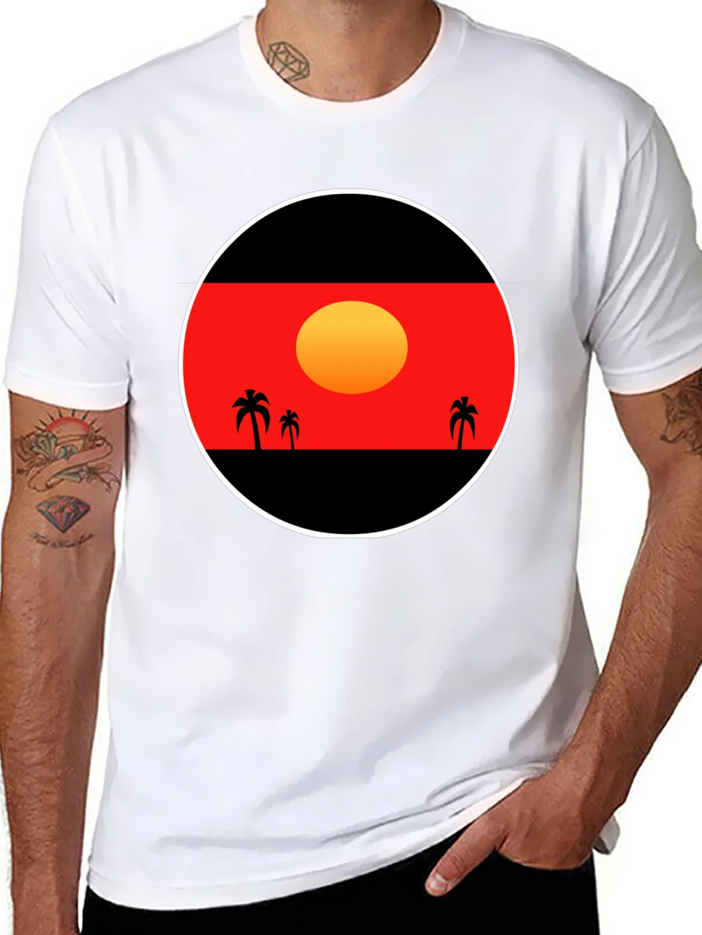 Sunset Palm Tee - Graphic Black T-Shirt
