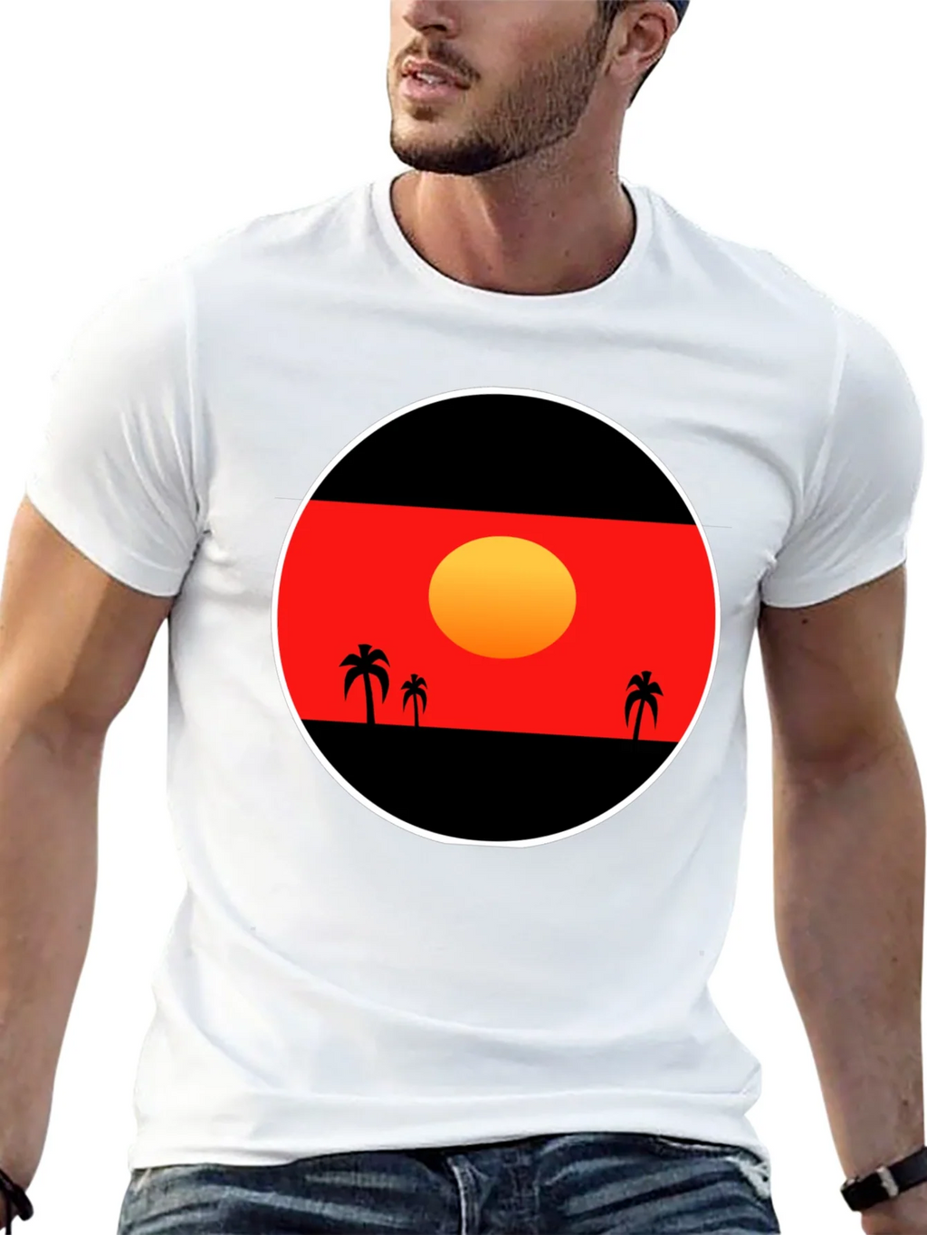 Sunset Palm Tee - Graphic Black T-Shirt