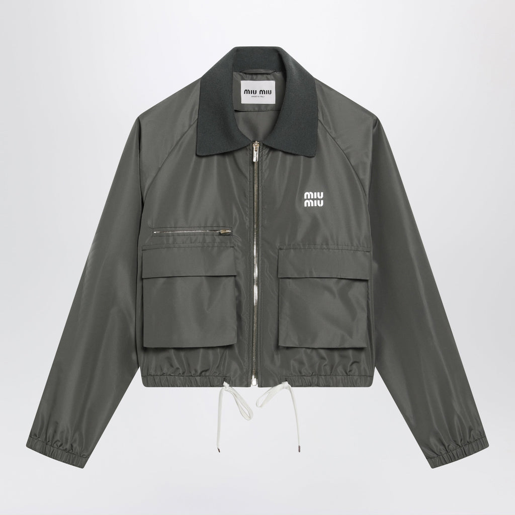 Miu Miu Water-Repellent Tela Tec Blouson In Forest Green Women