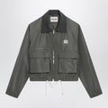 Miu Miu Water-Repellent Tela Tec Blouson In Forest Green Women