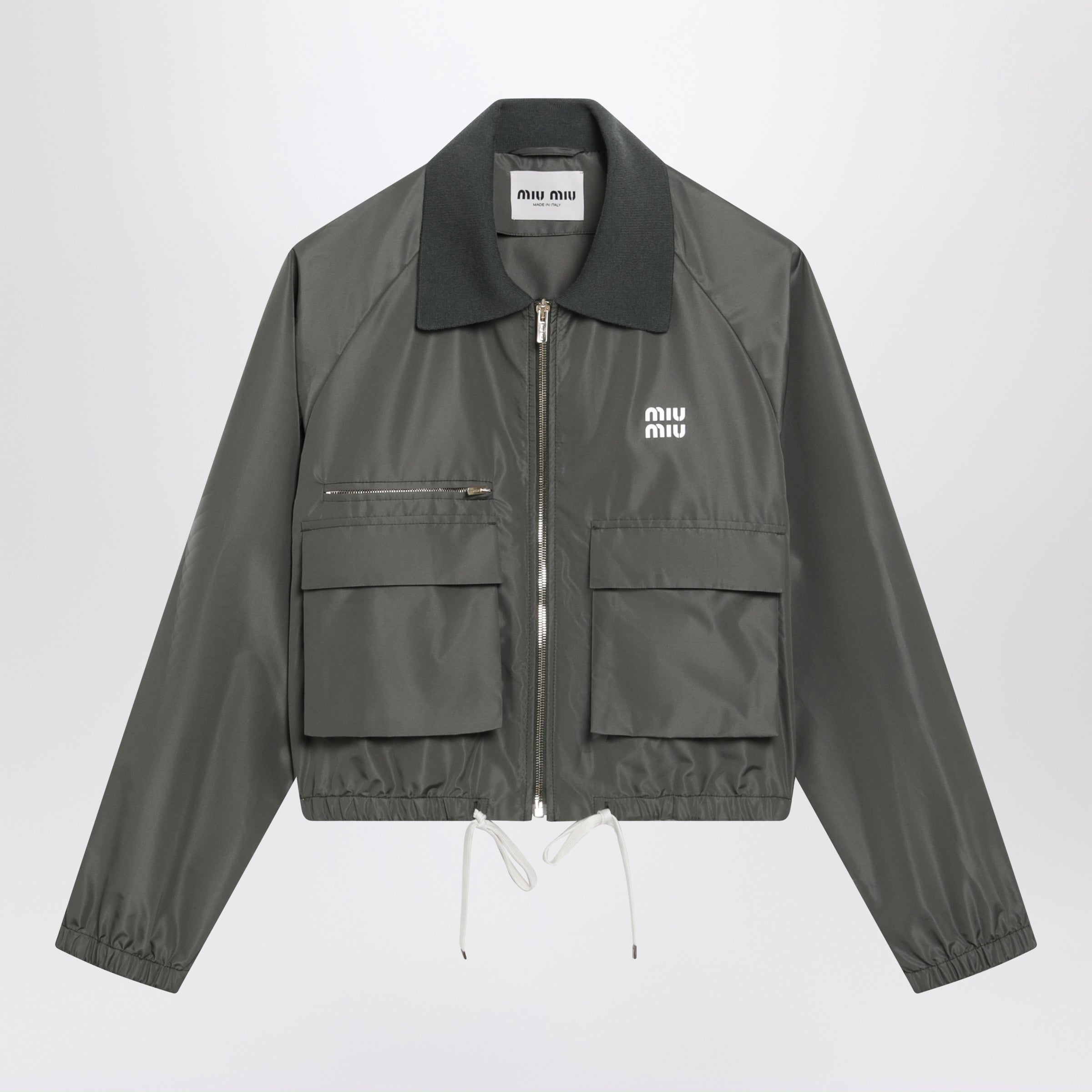 Miu Miu Water-Repellent Tela Tec Blouson In Forest Green Women
