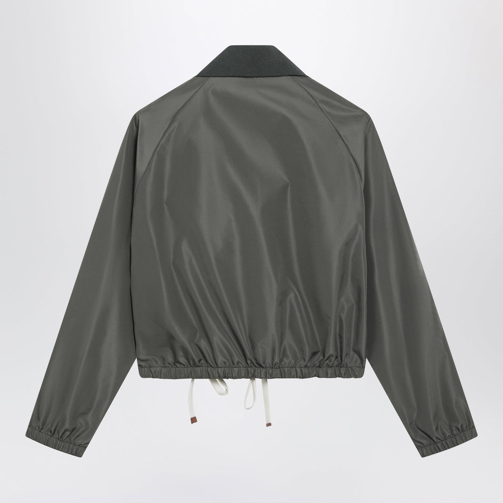 Miu Miu Water-Repellent Tela Tec Blouson In Forest Green Women