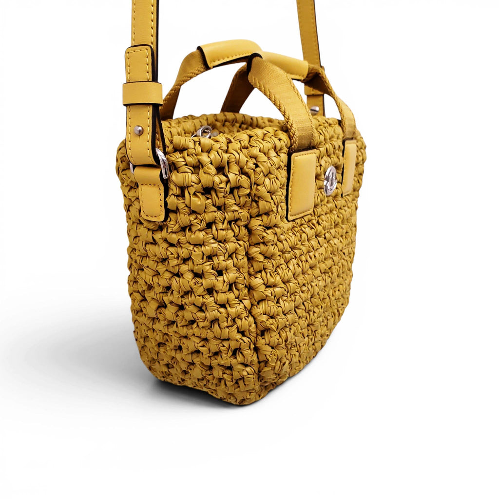MONCLER YELLOW WOVEN CROSSBODY BAG