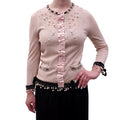 MOSCHINO BLUSH PINK SWEATER WITH FLORAL PEARL DETAILS - SIZE S