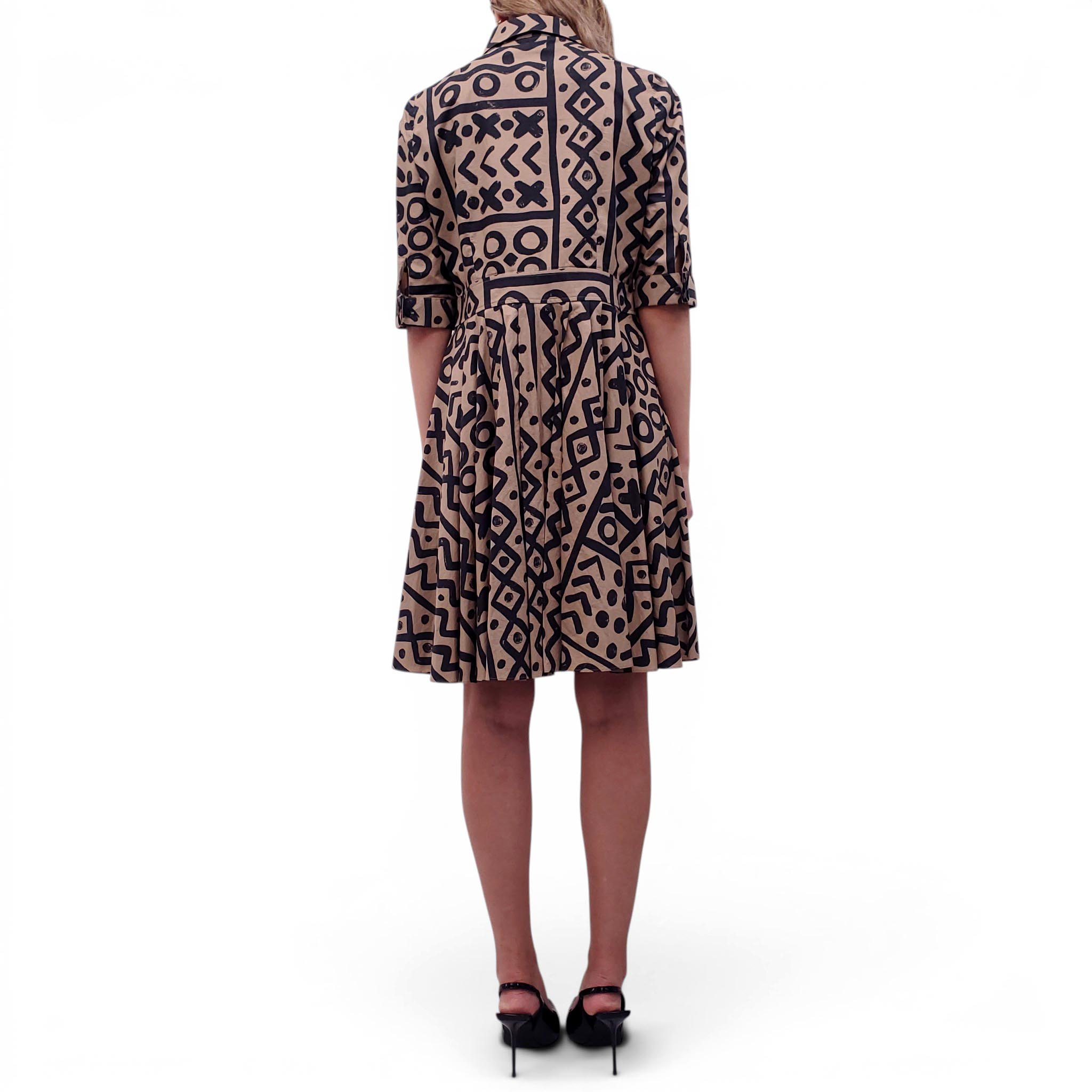 MOSCHINO BROWN AND BLACK PATTERNED DRESS - SIZE L