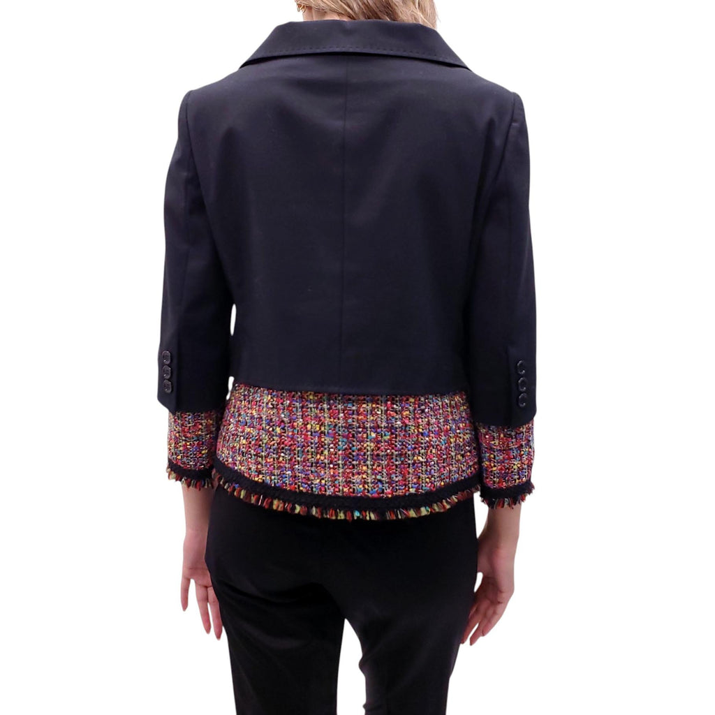 MOSCHINO CHEAP & CHIC TWEED LAYERED JACKET WITH ORANGE BUTTONS - SIZE M