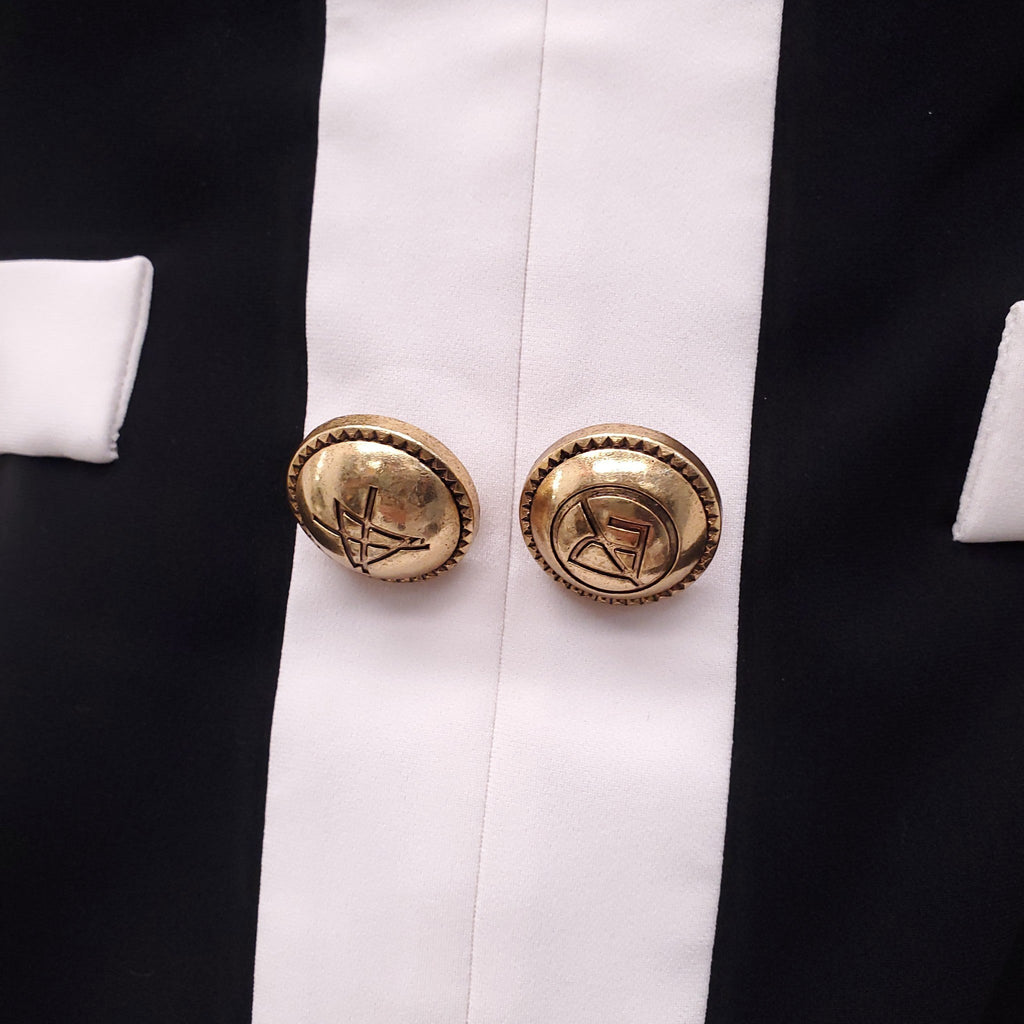 MOSCHINO COUTURE BLACK AND WHITE TUXEDO DRESS - SIZE 10