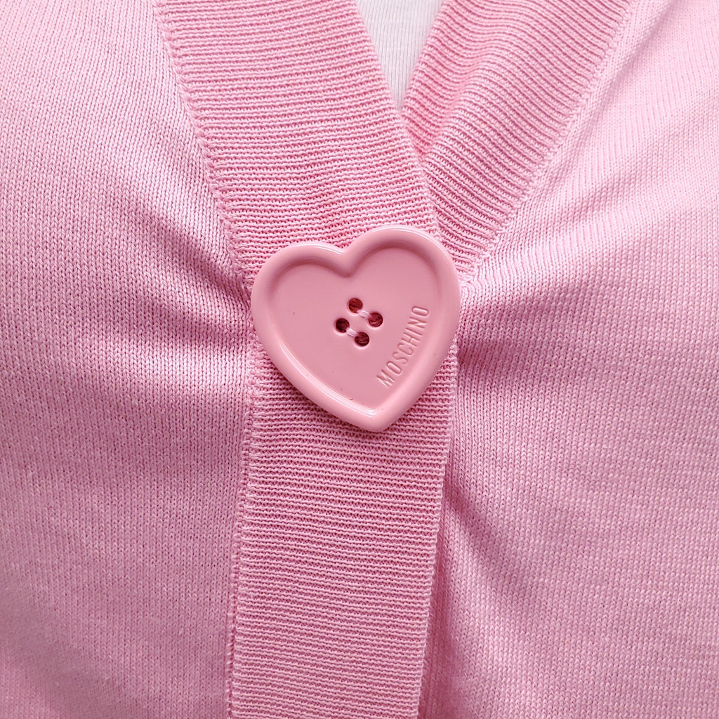 MOSCHINO COUTURE PINK OVERSIZED CARDIGAN WITH HEARTS - SIZE 2