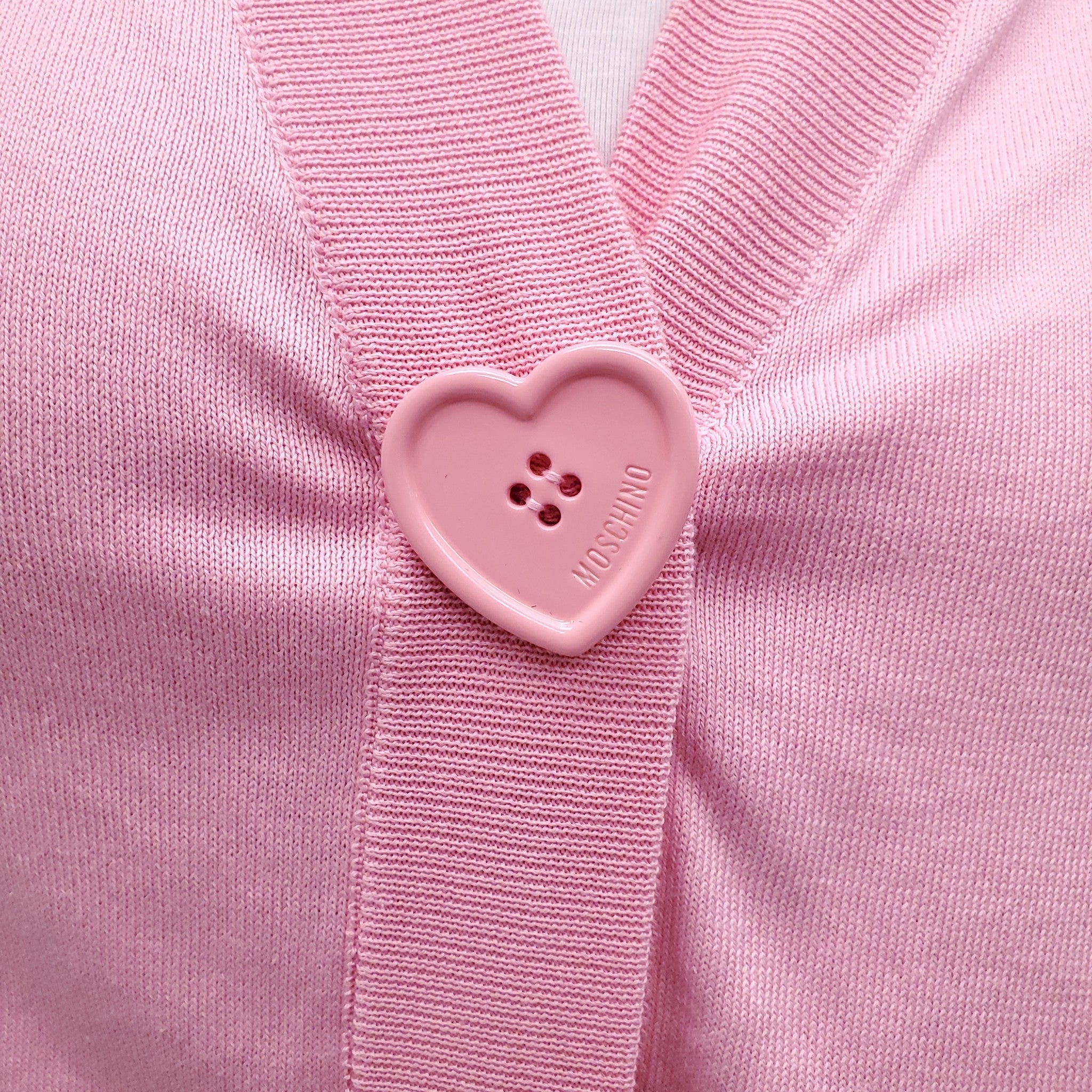 MOSCHINO COUTURE PINK OVERSIZED CARDIGAN WITH HEARTS - SIZE 2