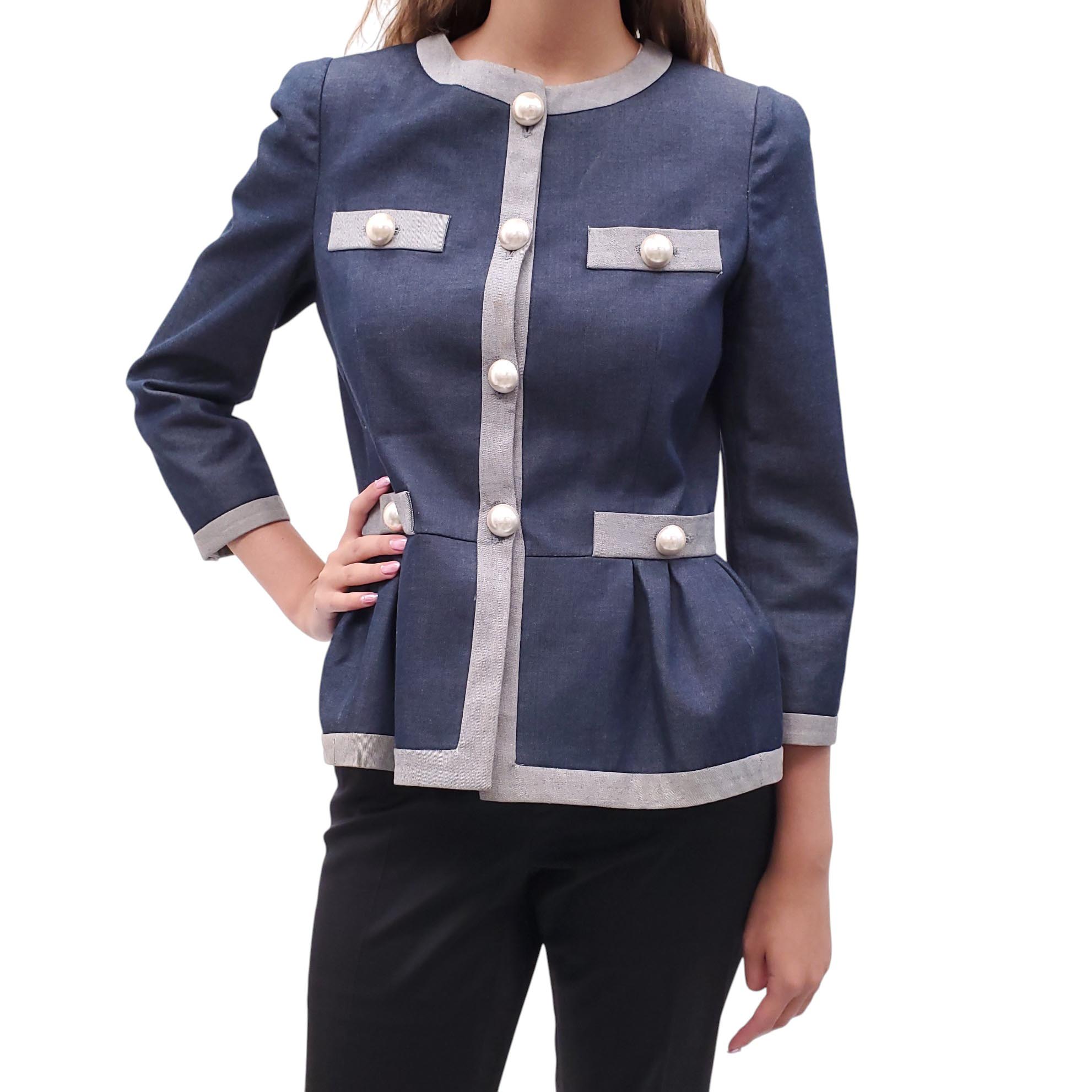 MOSCHINO DENIM JACKET WITH PEARL BUTTONS - SIZE M