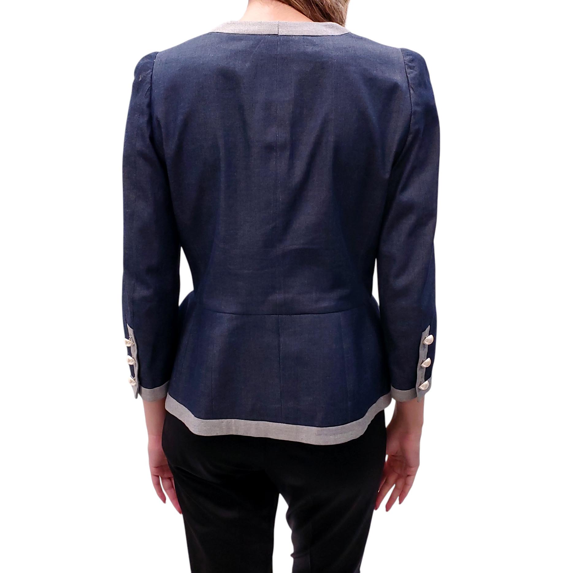 MOSCHINO DENIM JACKET WITH PEARL BUTTONS - SIZE M