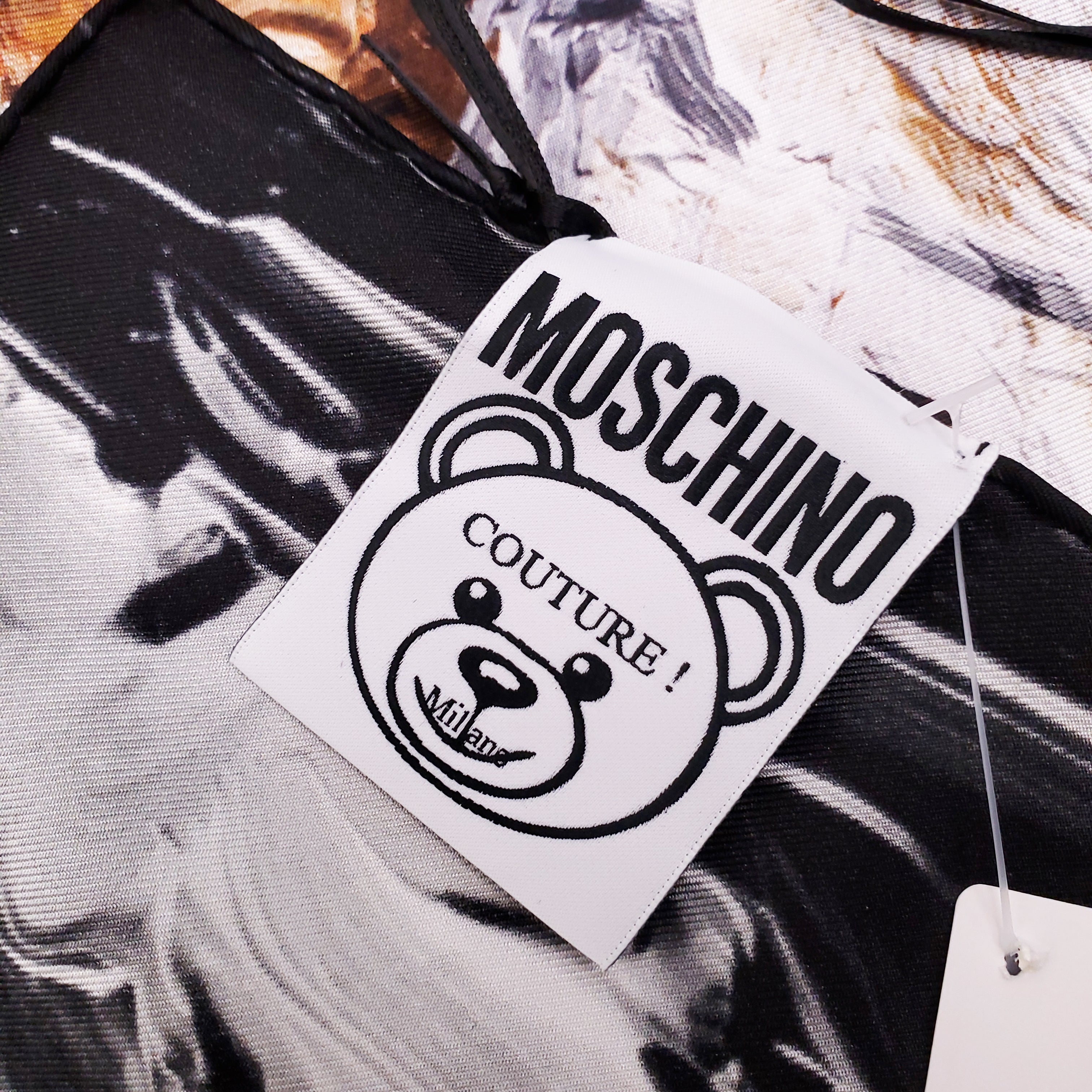 MOSCHINO SILK LOGO TEDDY BEAR SCARF