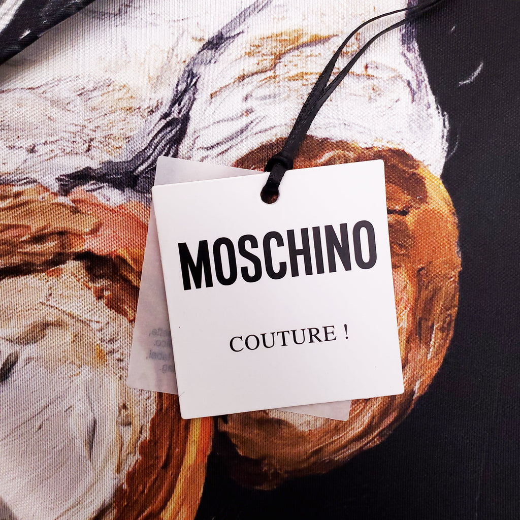 MOSCHINO SILK LOGO TEDDY BEAR SCARF