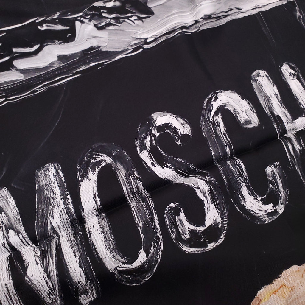 MOSCHINO SILK LOGO TEDDY BEAR SCARF