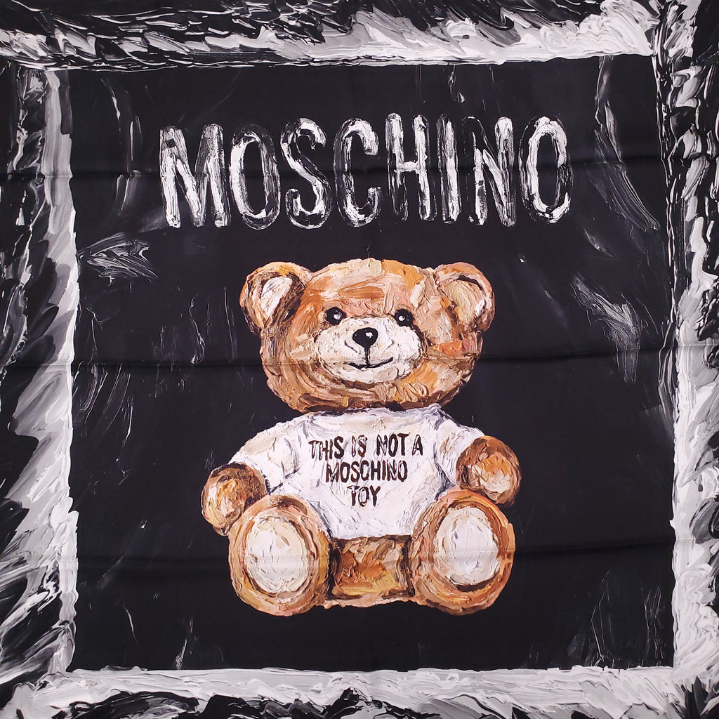 MOSCHINO SILK LOGO TEDDY BEAR SCARF