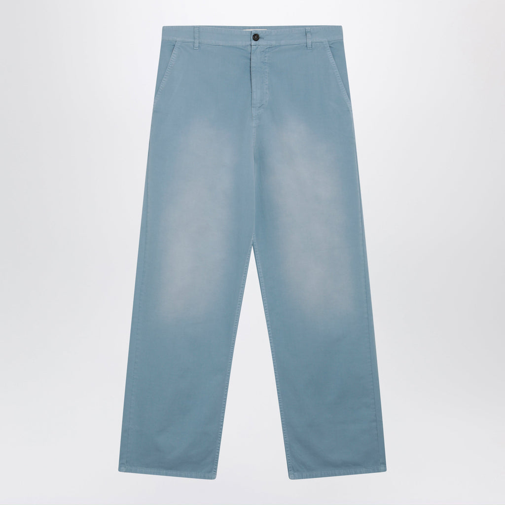 Miu Miu Garment-Dyed Cotton Twill Trousers In Astral Women