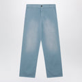 Miu Miu Garment-Dyed Cotton Twill Trousers In Astral Women