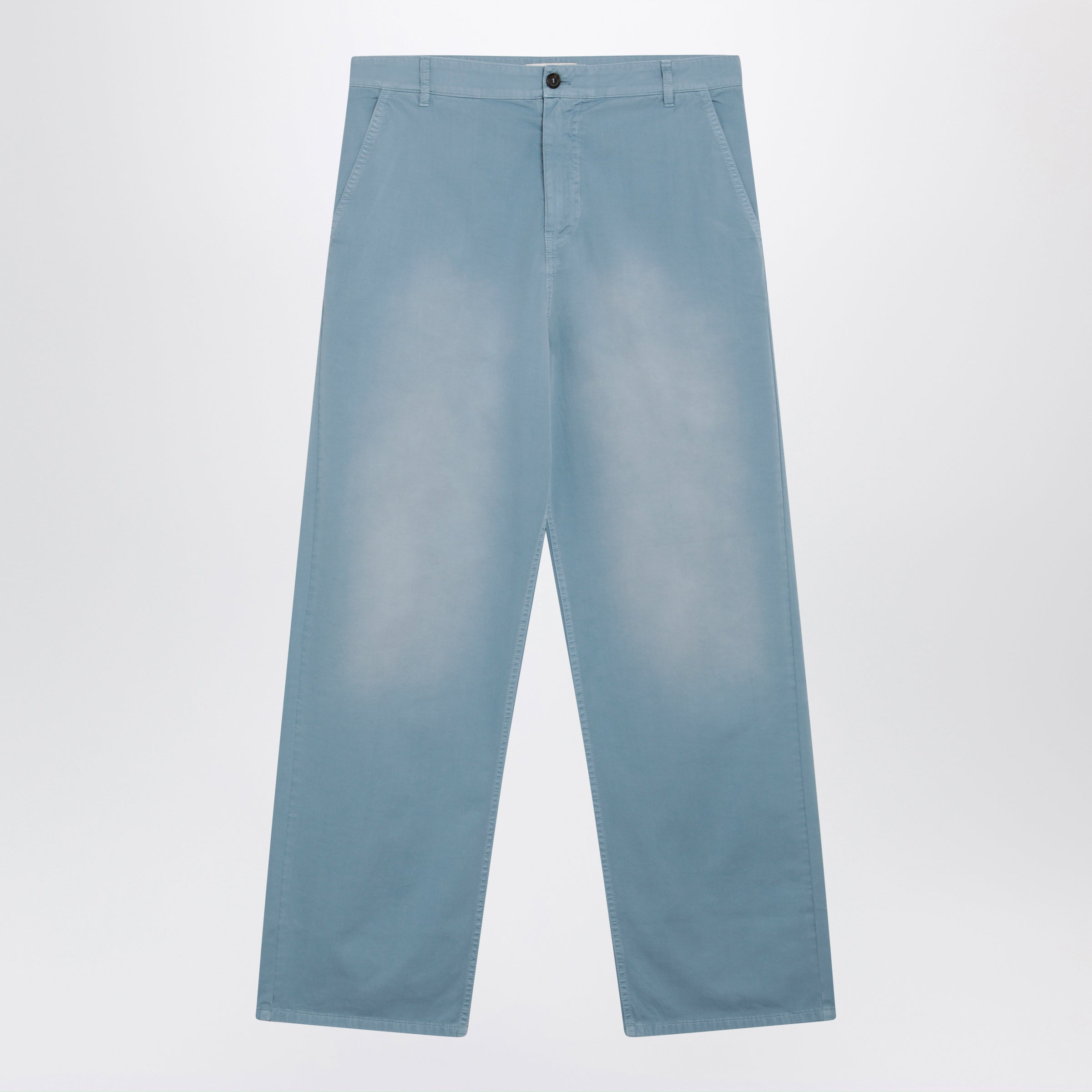 Miu Miu Garment-Dyed Cotton Twill Trousers In Astral Women