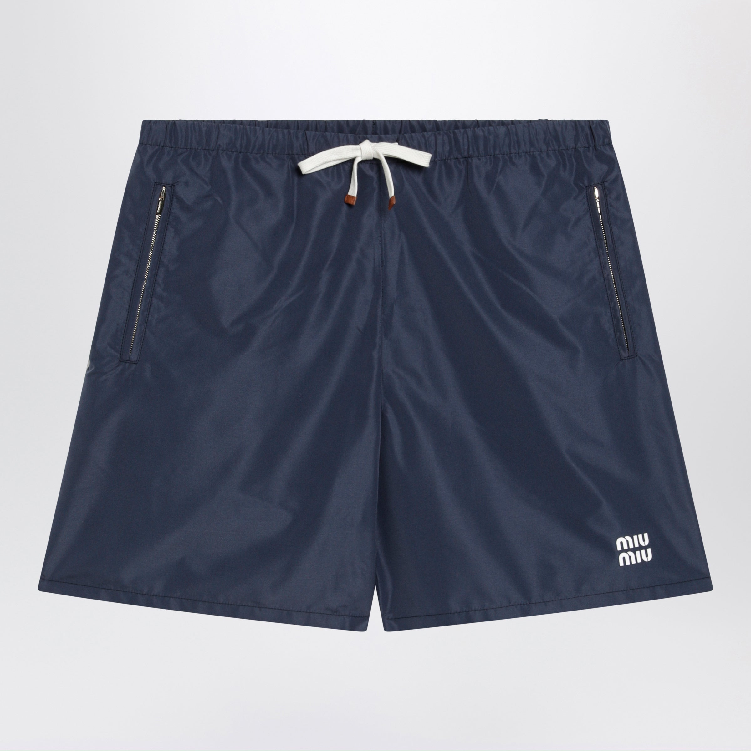Miu Miu Tec Fabric Windproof Bermuda Shorts In Blue Women