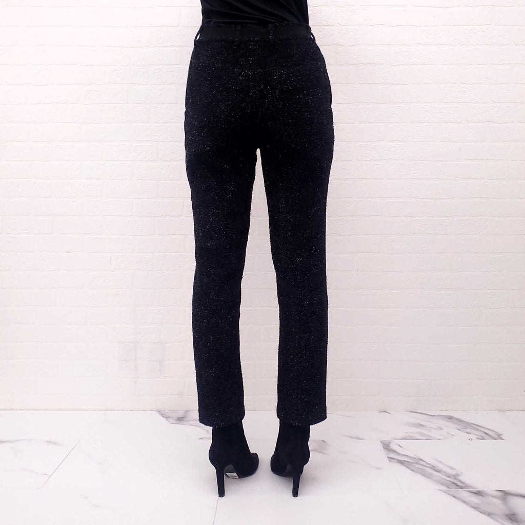 MULBERRY BLACK METALLIC TWEED PANTS - SIZE 42