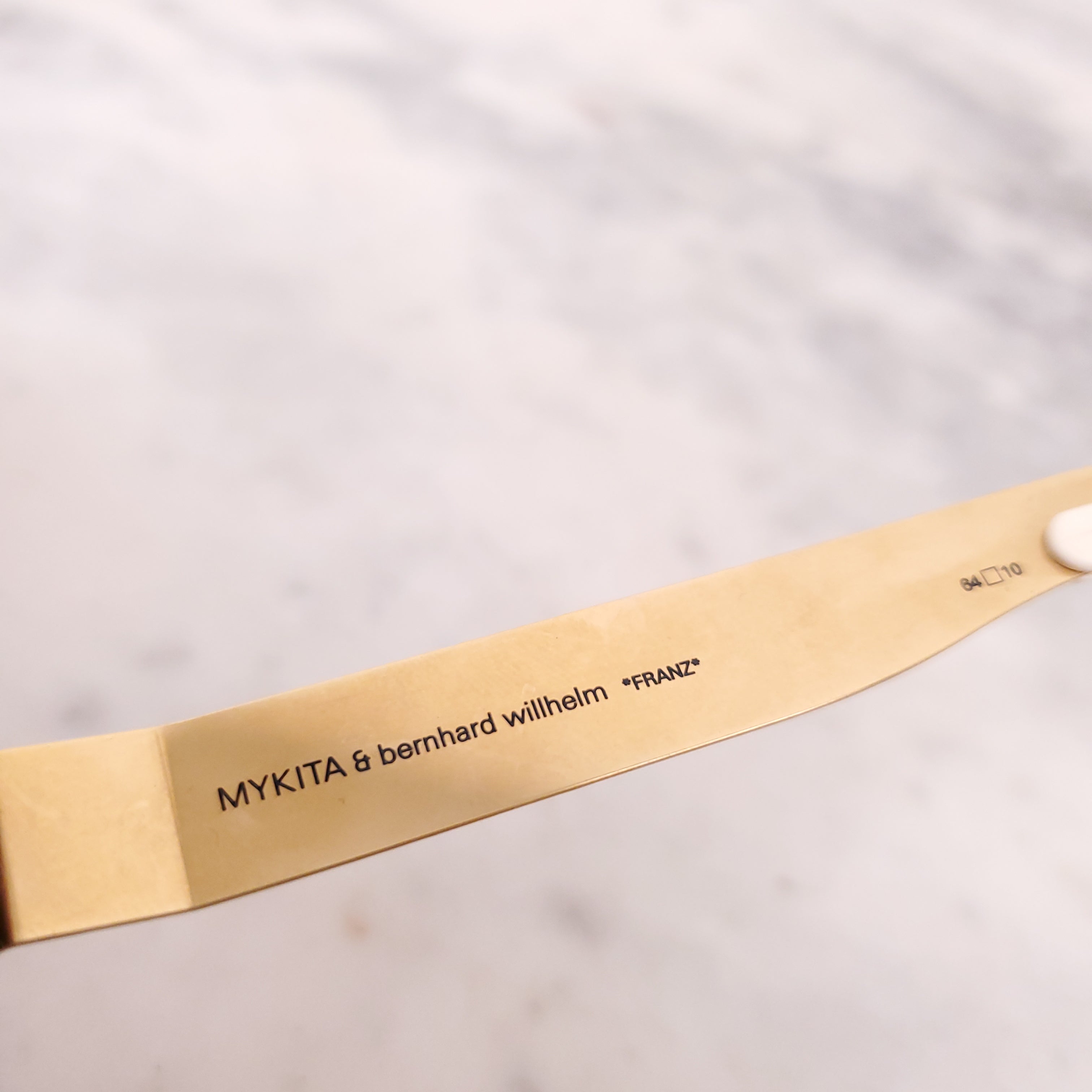 MYKITA GOLD AND BLUE REFLECTIVE AVIATOR SUNGLASSES
