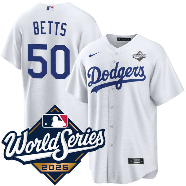 Mookie Betts Los Angeles Dodgers Home 2025 World Series Player Jersey - White