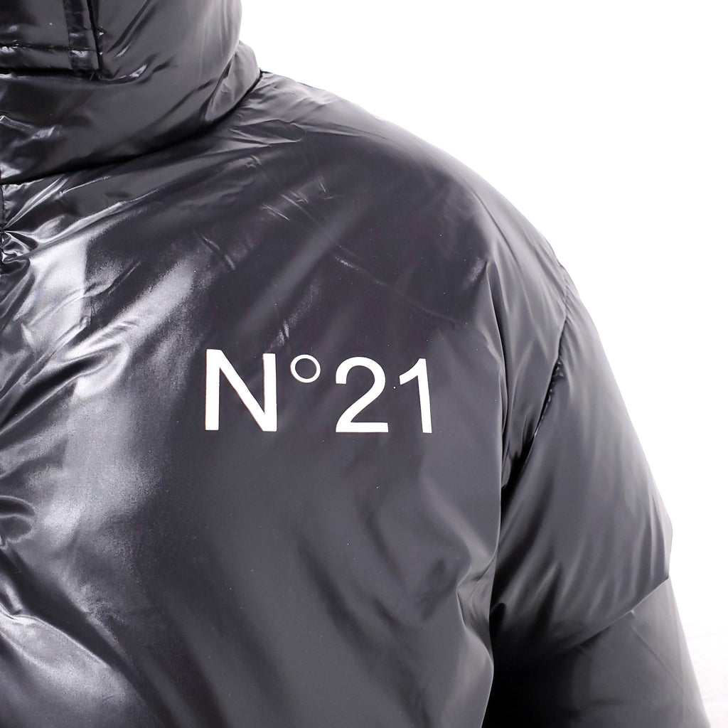 N°21 BLACK LOGO PUFFER JACKET - SIZE 14Y/XS