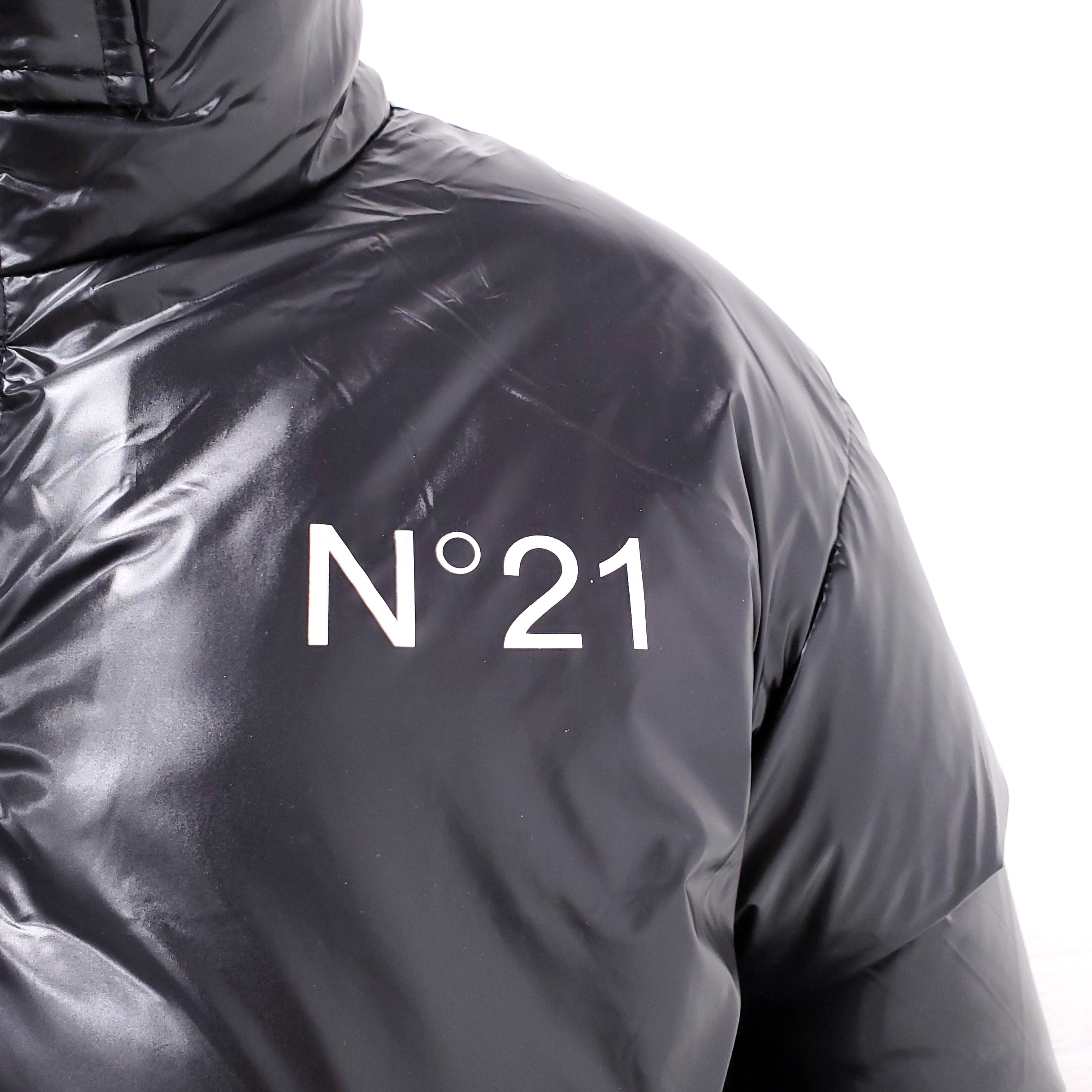 N°21 BLACK LOGO PUFFER JACKET - SIZE 14Y/XS