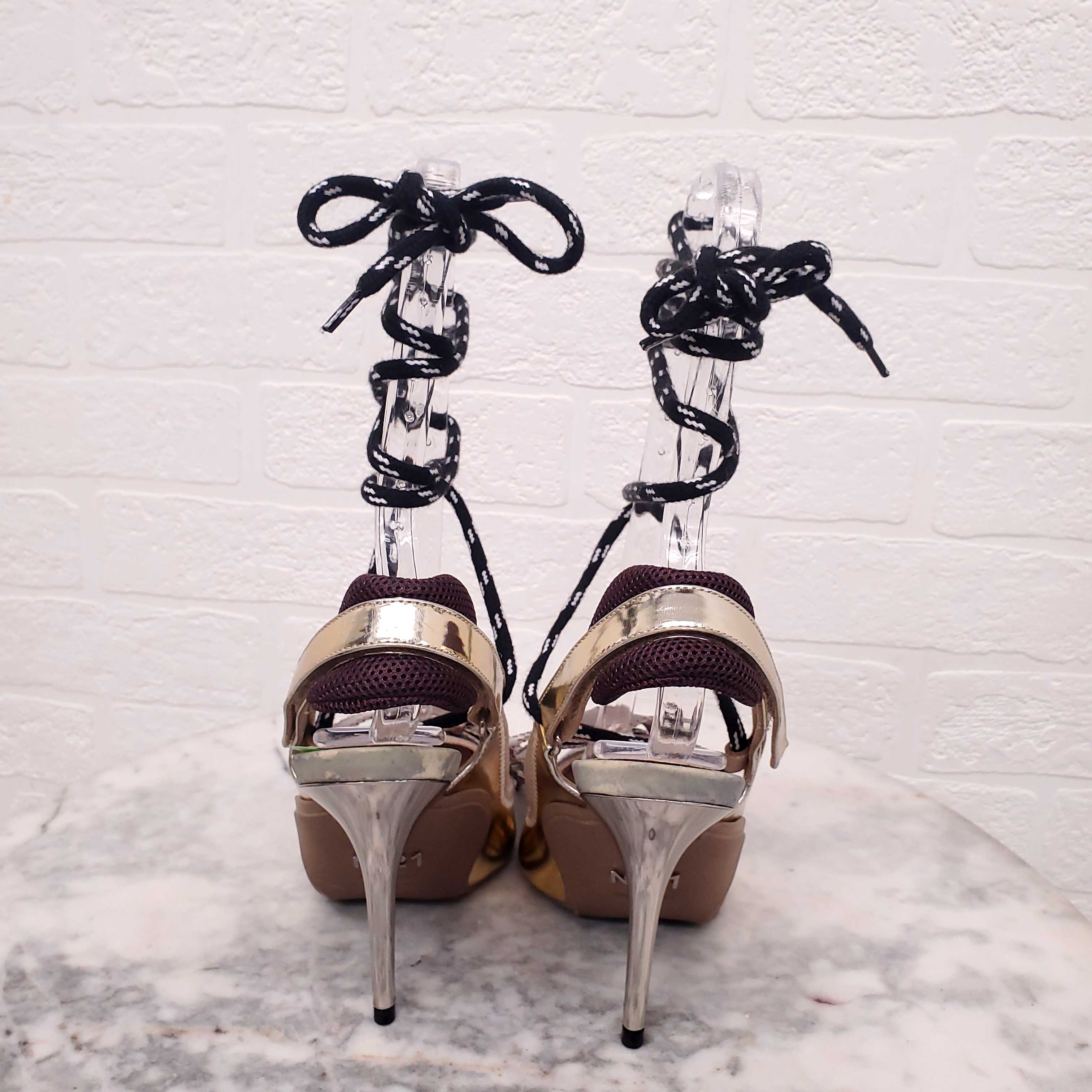 N21 METALLIC HEELS WITH BOW - SIZE 36