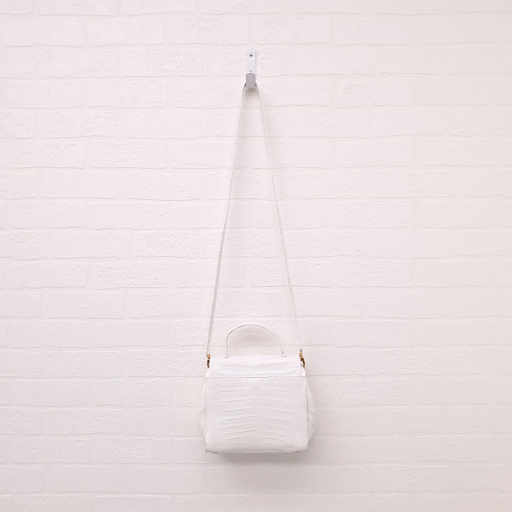 NANCY GONZALEZ WHITE CROCODILE CROSSBODY BAG