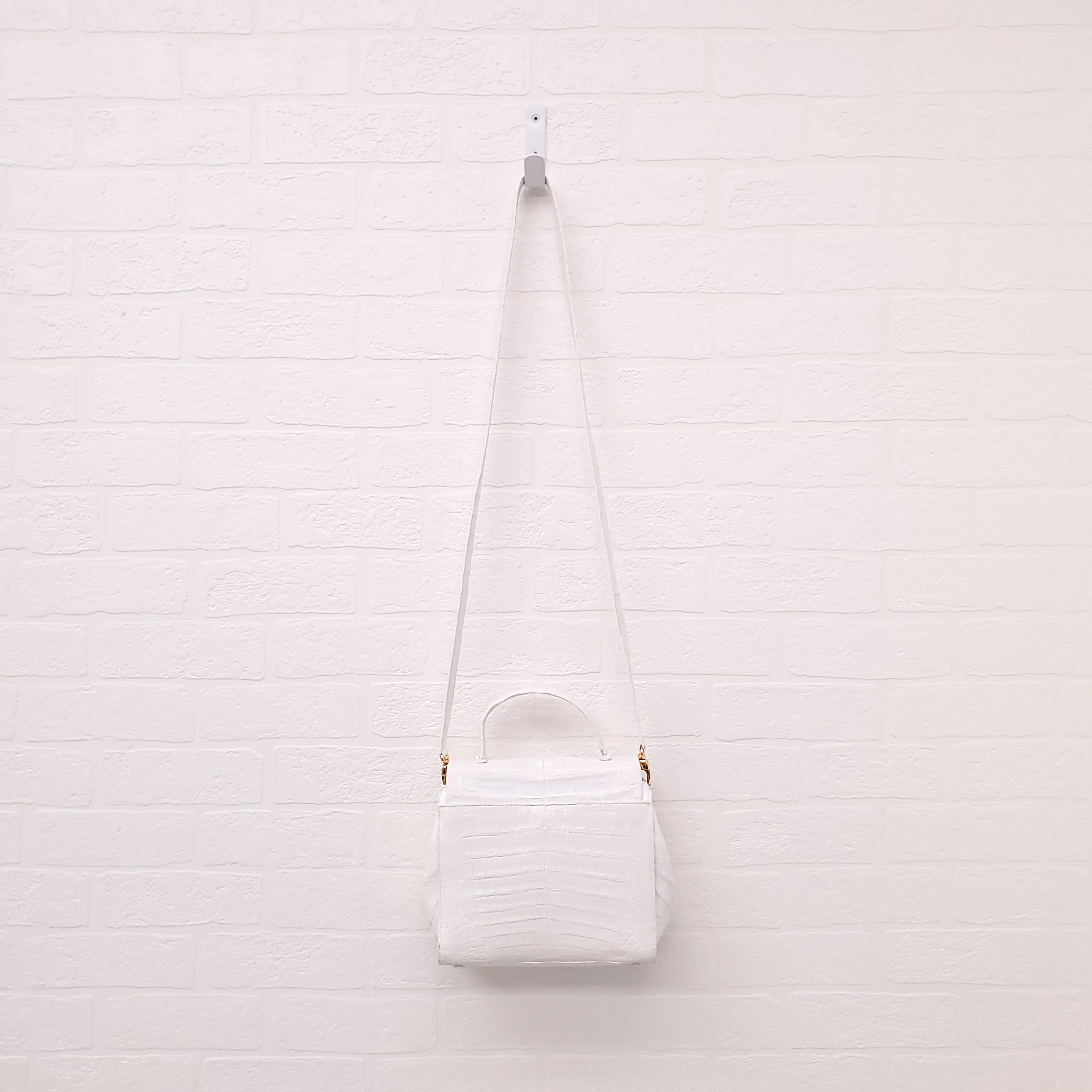 NANCY GONZALEZ WHITE CROCODILE CROSSBODY BAG