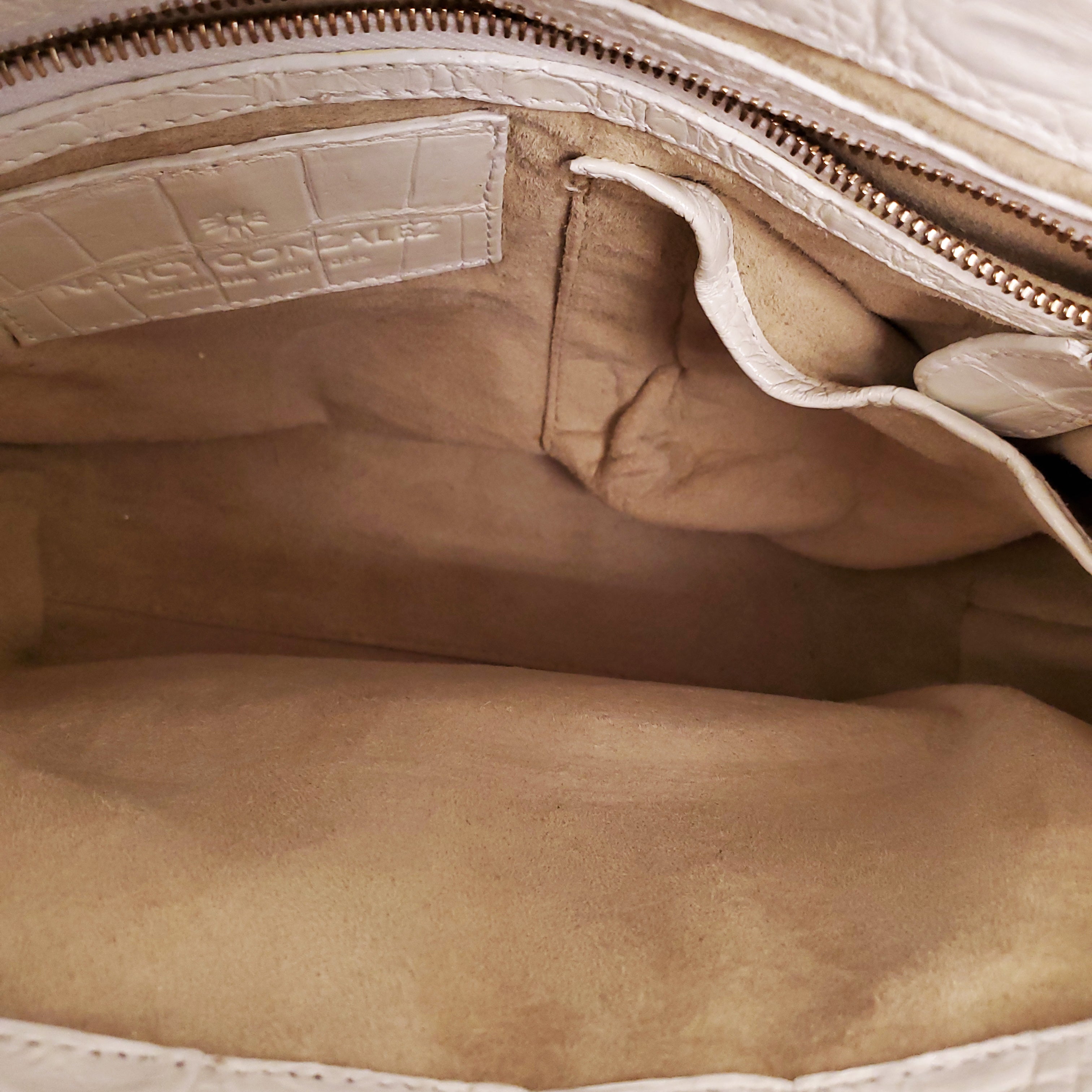 NANCY GONZALEZ WHITE CROCODILE CROSSBODY BAG