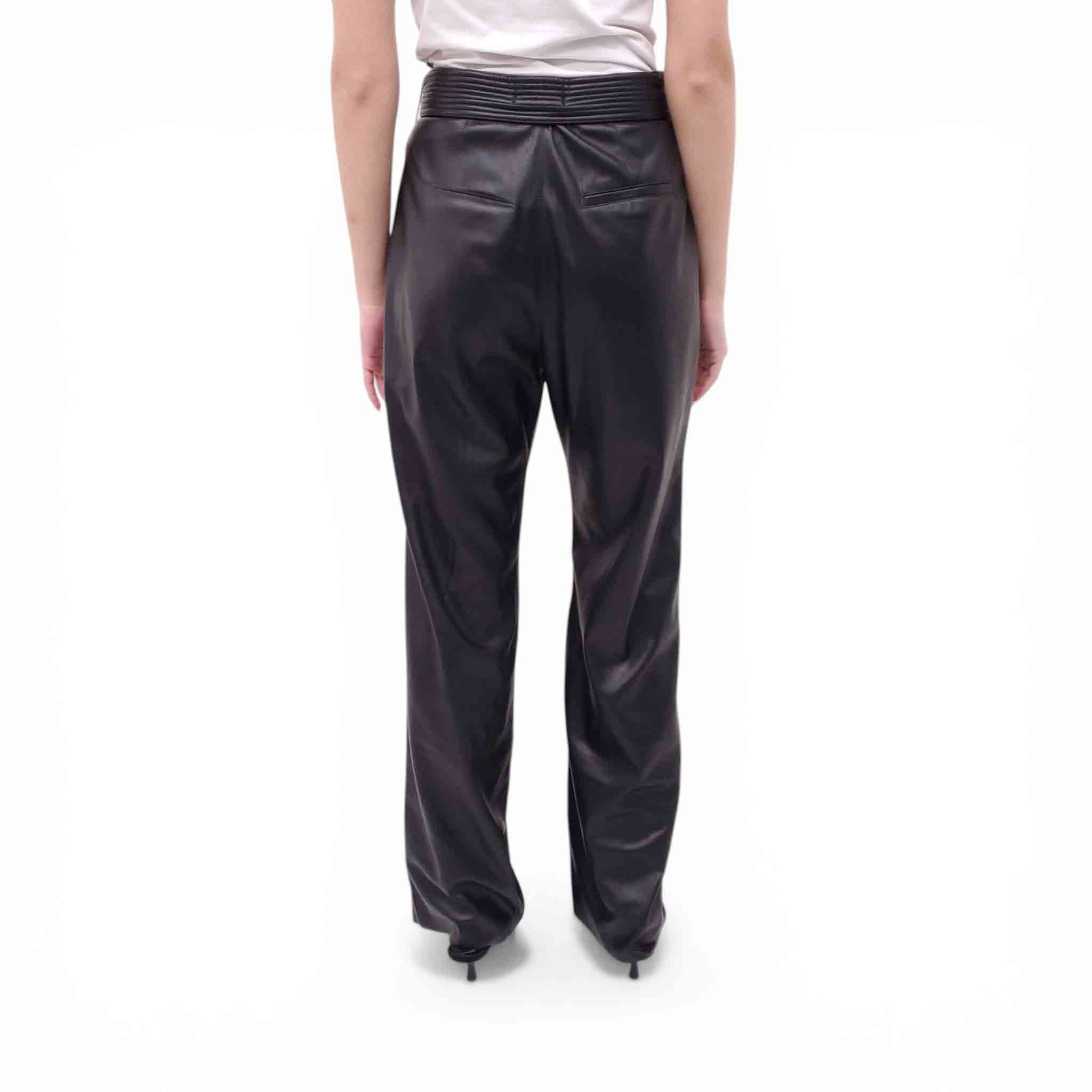 NANUSHKA BLACK VEGAN LEATHER PANTS WITH BELT - SIZE M