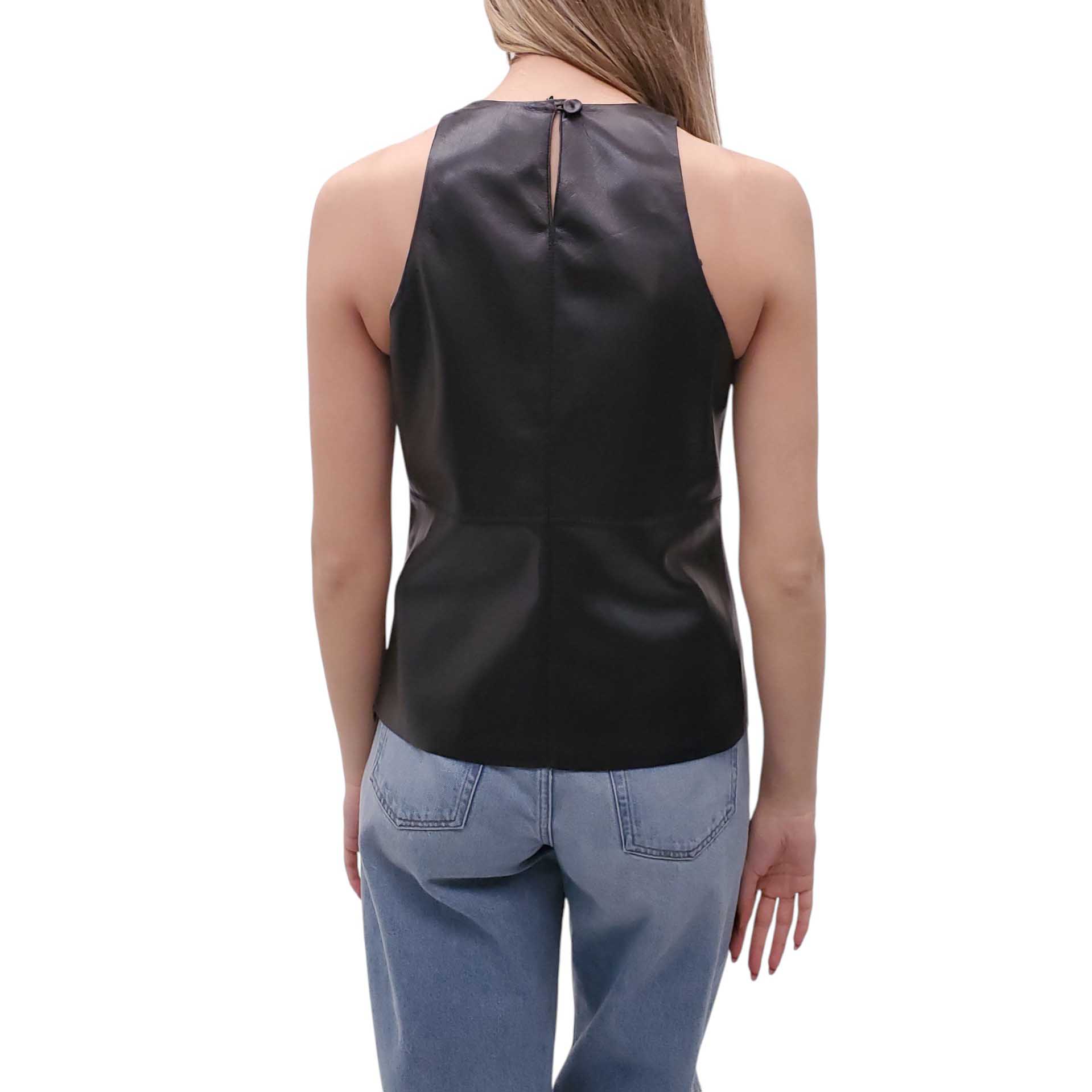 NANUSHKA BLACK VEGAN LEATHER SLEEVELESS TOP - SIZE M